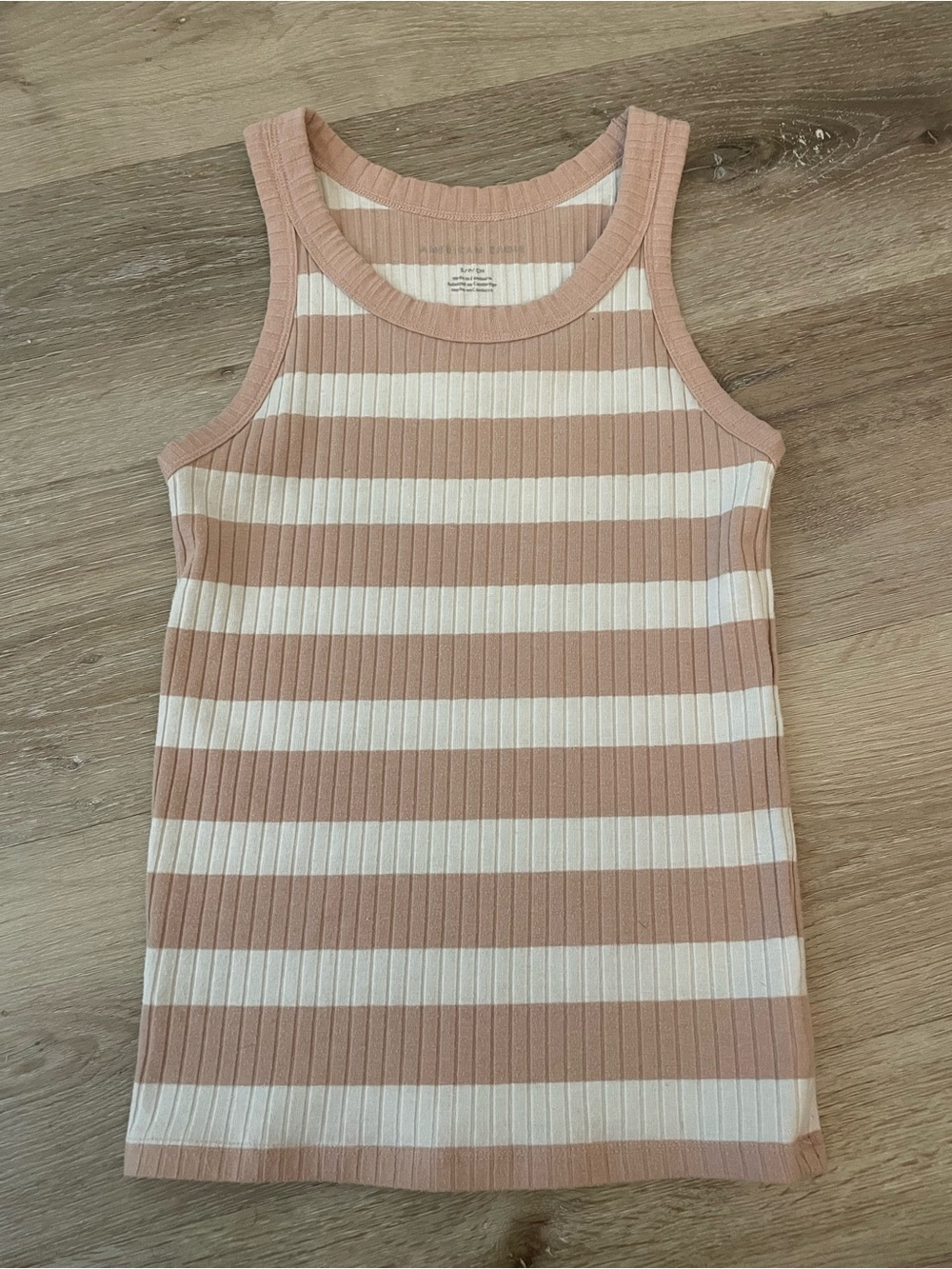 American Eagle Outfitters Striped Ribbed Tank Top in Blush and White